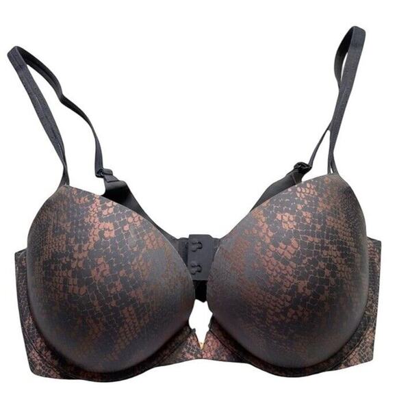 Victoria's Secret Bra Push Up Plunge Black Oil Snake Print Women's Size 34DD - Picture 1 of 5